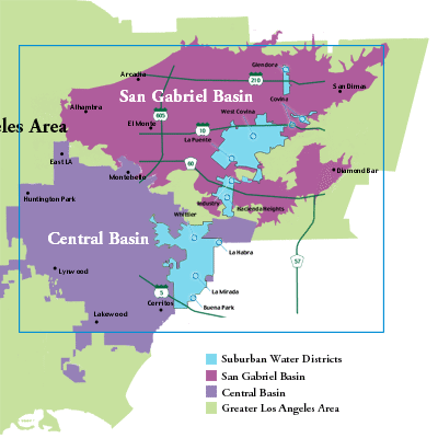 Map of San Gabriel Basin and Central Basin