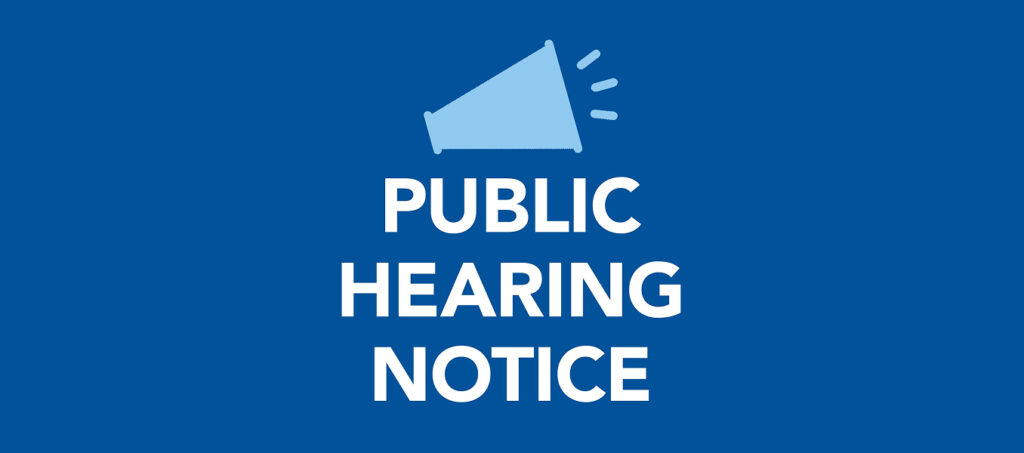 Notice of Public Hearing for PHG Report